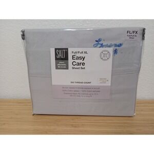 SALT Easy Care 300 TC 100% Cotton Sateen Sheet Set Full Full XL Silver 4pc New